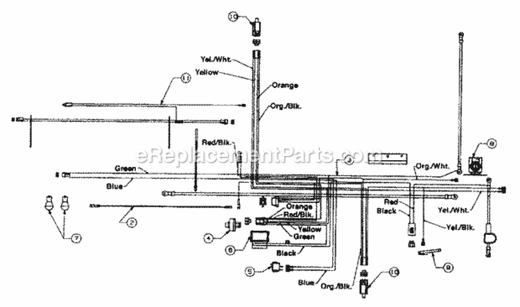 Electrical (Twin Cylinder Briggs  Stratton) Diagram and Parts List for 13A4662F129 2001 Yard Machines Lawn Tractor